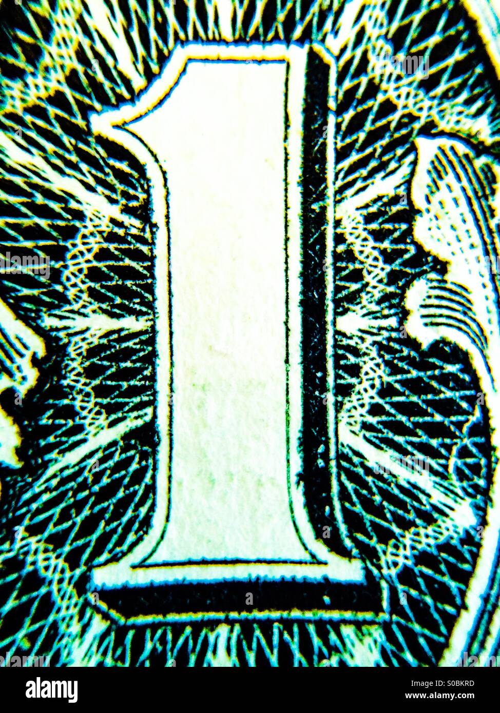 Makro-Ansicht des ein-Dollar-Schein - Smartphone-aufgenommenes Stockfoto