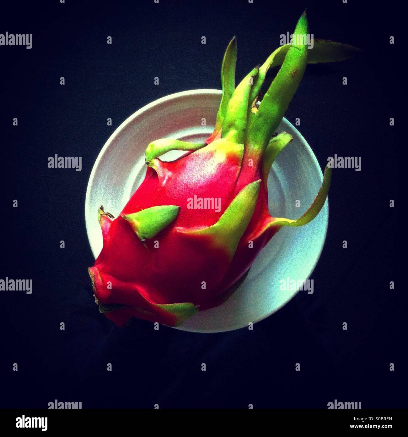 Dragon Fruit-Draufsicht - Smartphone-aufgenommenes Stockfoto