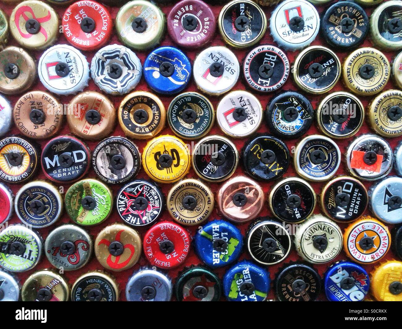 Fragment einer öffentlichen Kunstwerk in Seattle gemacht von Kronkorken Stockfoto