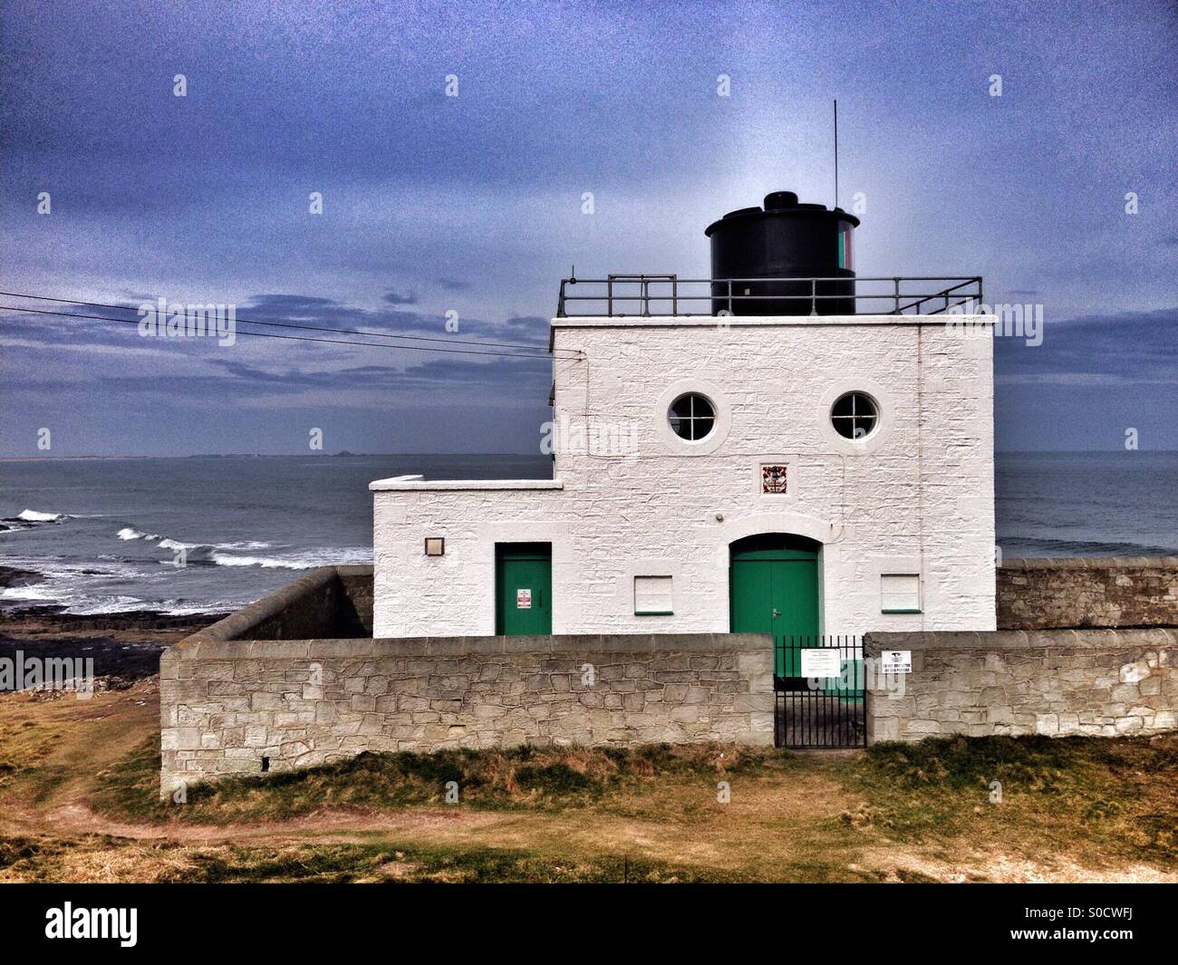 Bamburgh Leuchtturm, Bamburgh, Northumberland, England, Vereinigtes Königreich Stockfoto