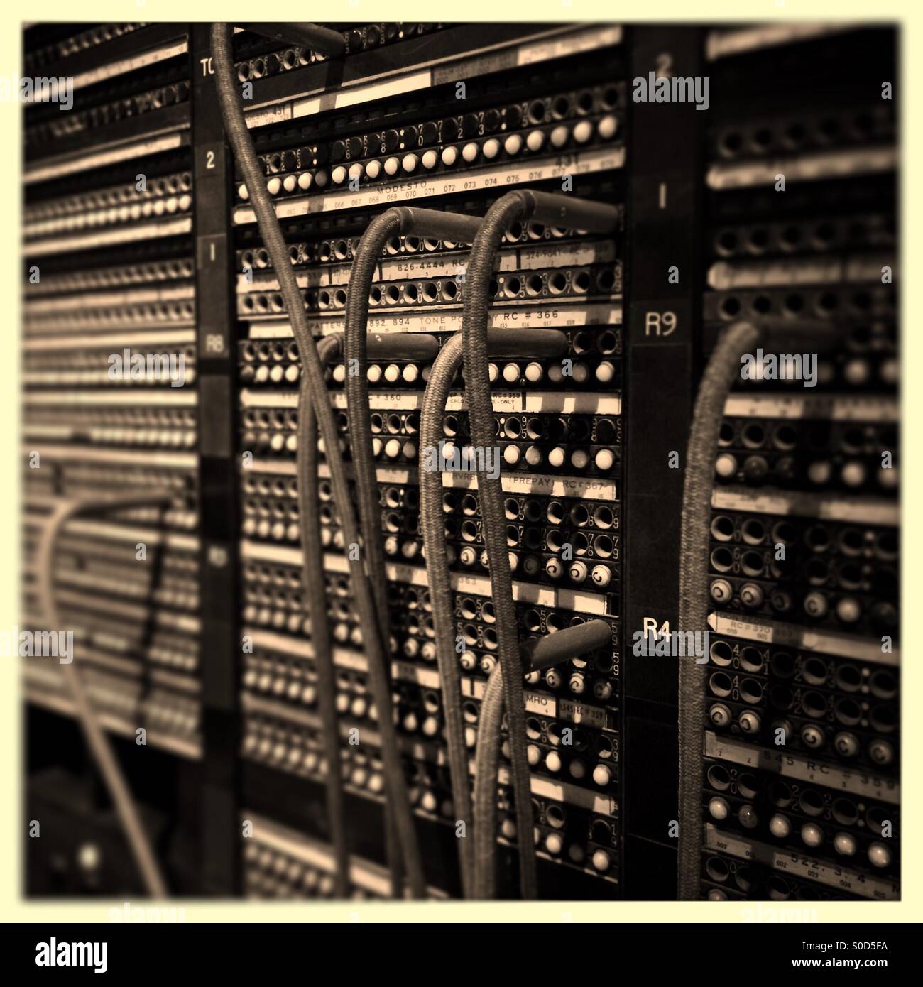 Eine alte Telefonzentrale im McHenry Museum. Modesto, Kalifornien, USA Stockfoto