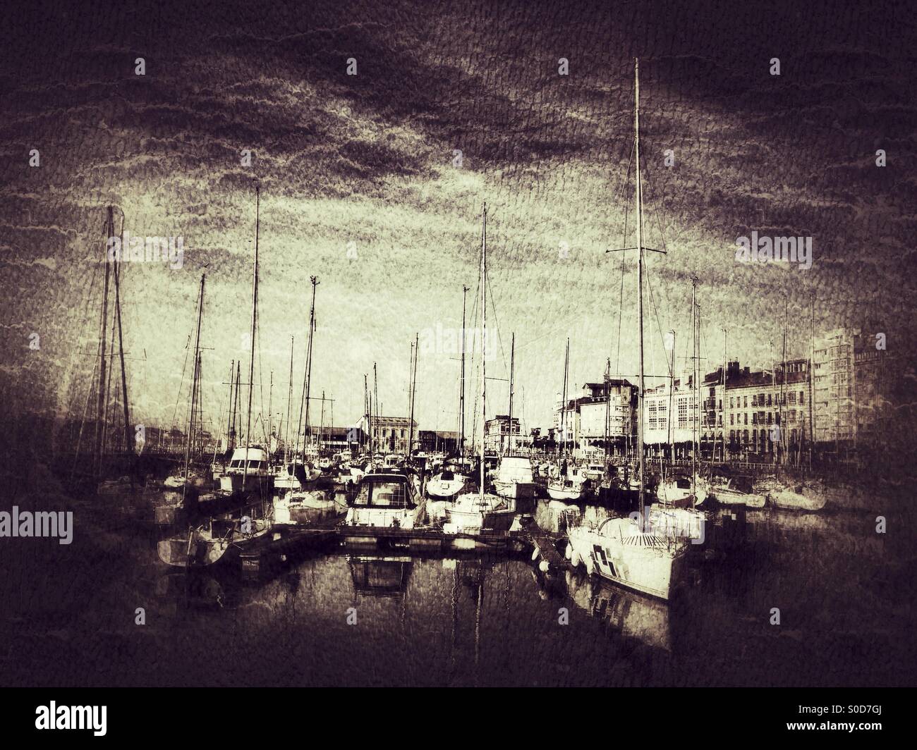 Hafen in Gijón, Asturien - Spanien - Smartphone-aufgenommenes Stockfoto