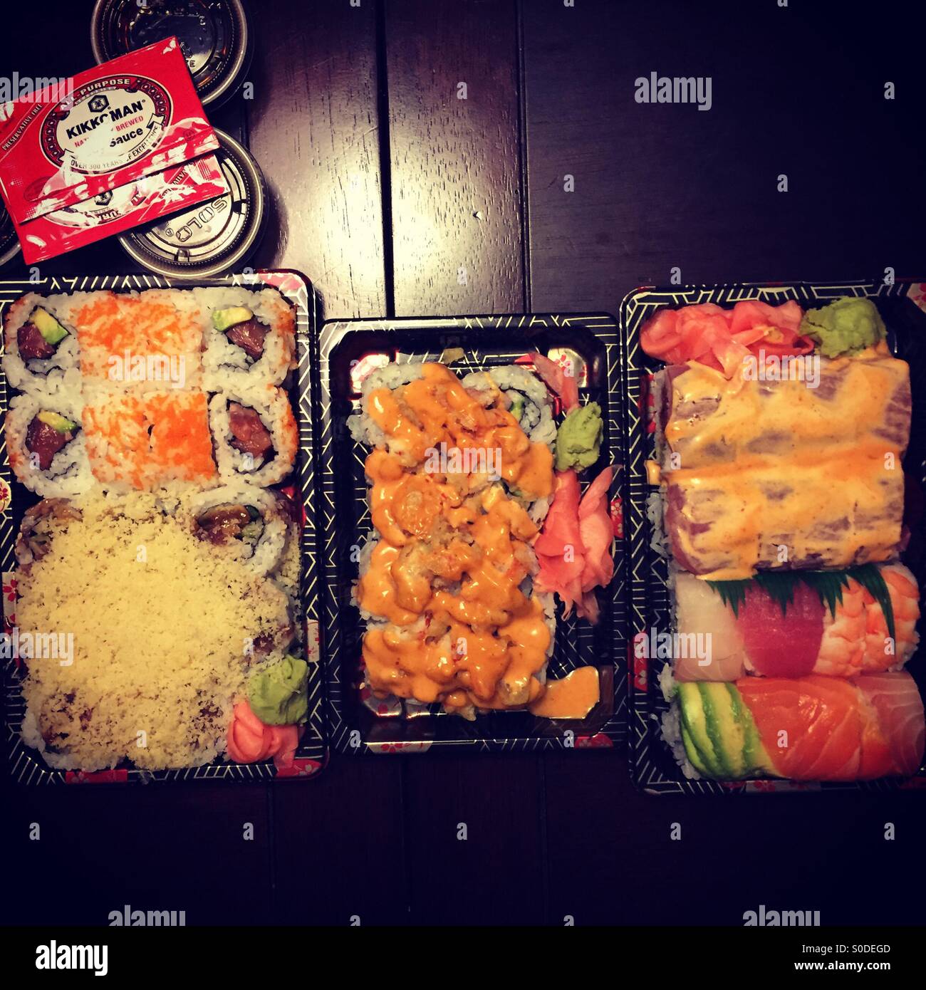 Sushi, japan, japanische, Reis, Brötchen, Sushirolls, Take away, Essen Stockfoto