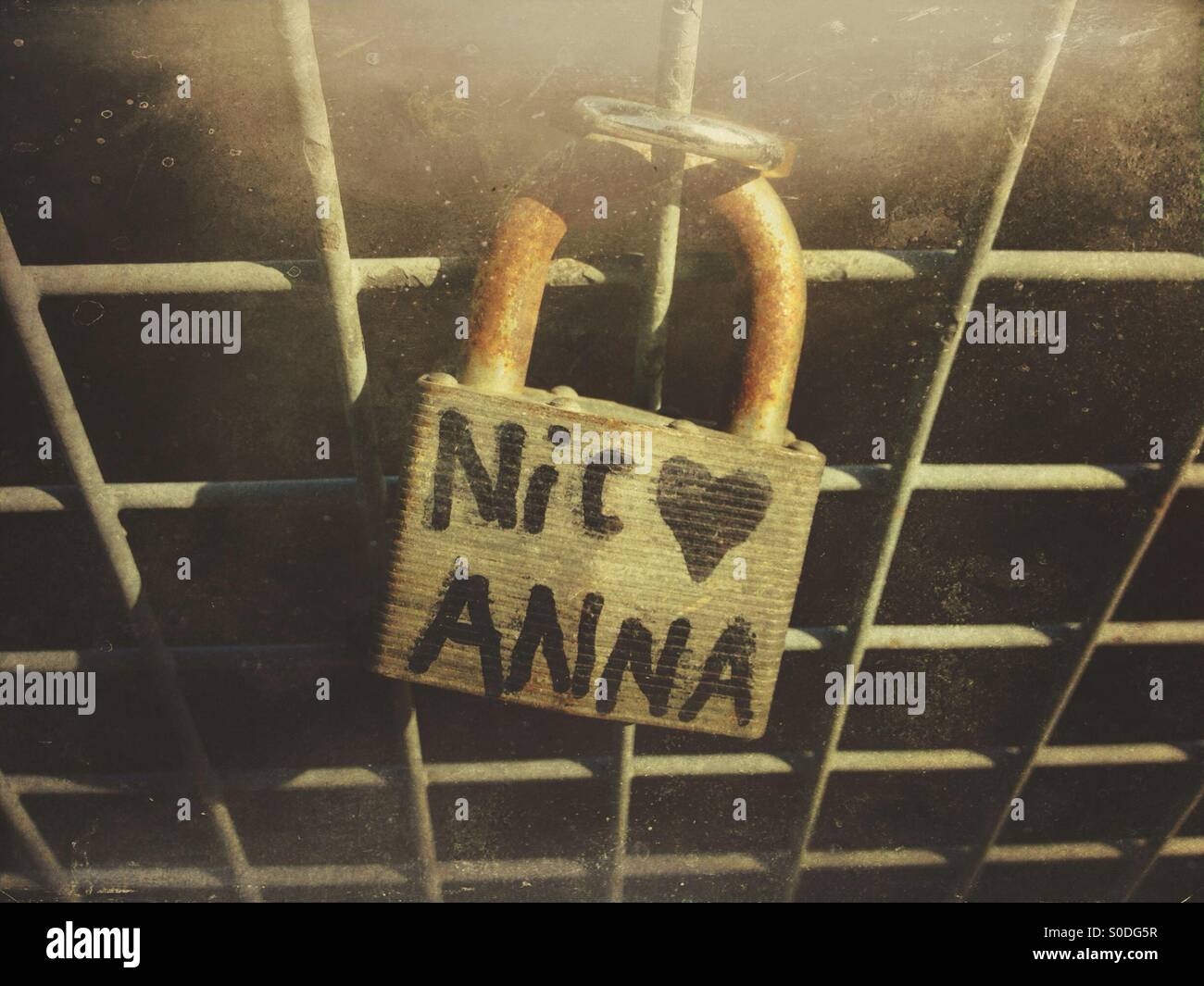 Liebe Sperre - Smartphone-aufgenommenes Stockfoto