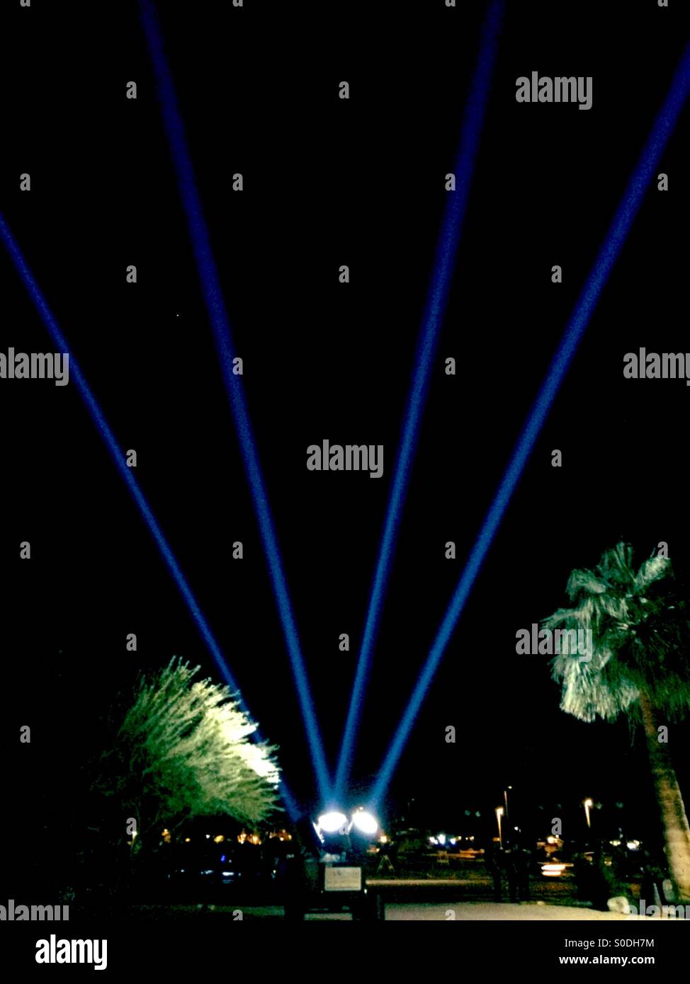 Event-Leuchten an der Palm Springs Convention Center, Kalifornien USA - Smartphone-aufgenommenes Stockfoto
