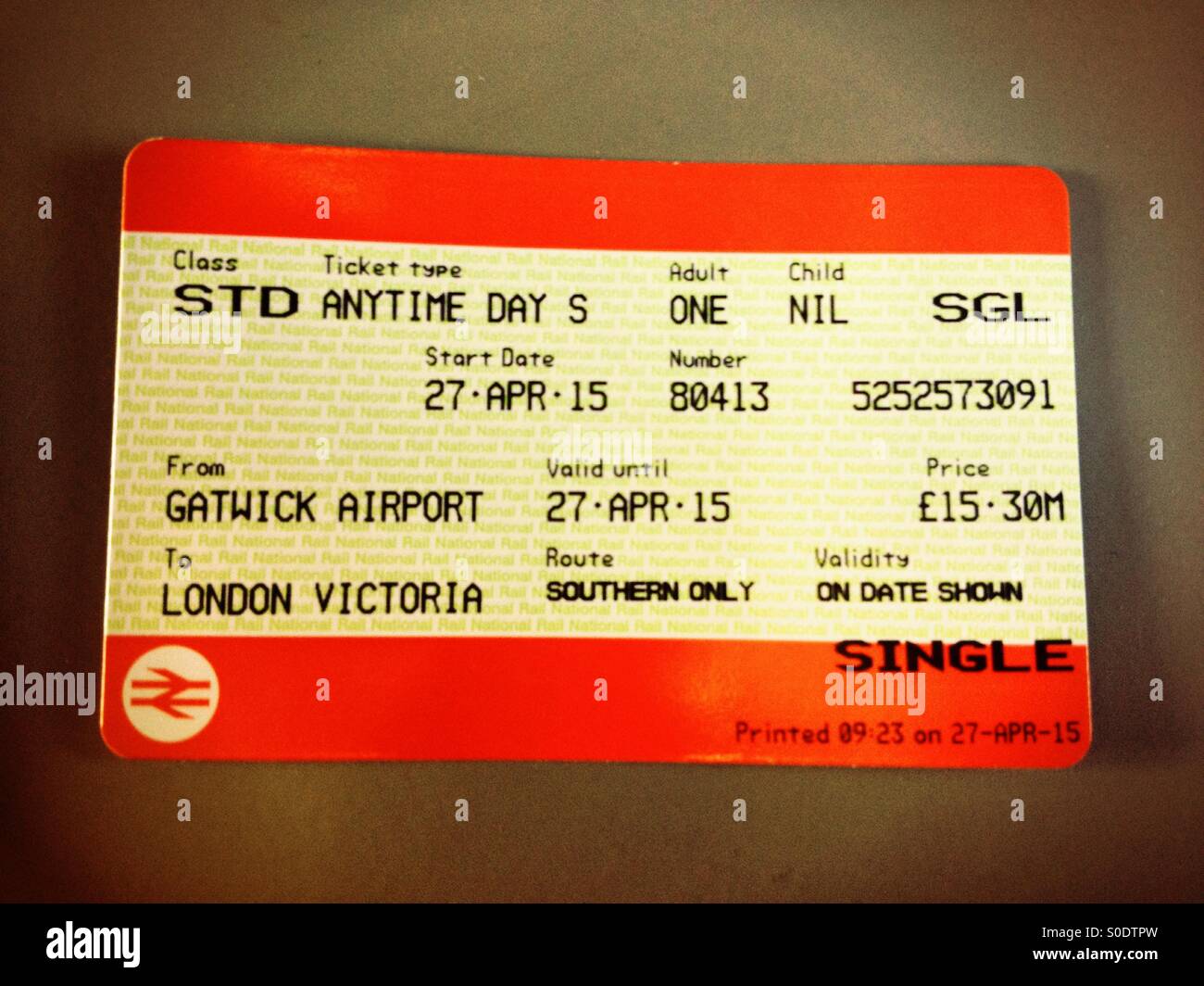 Bahnticket Stockfoto