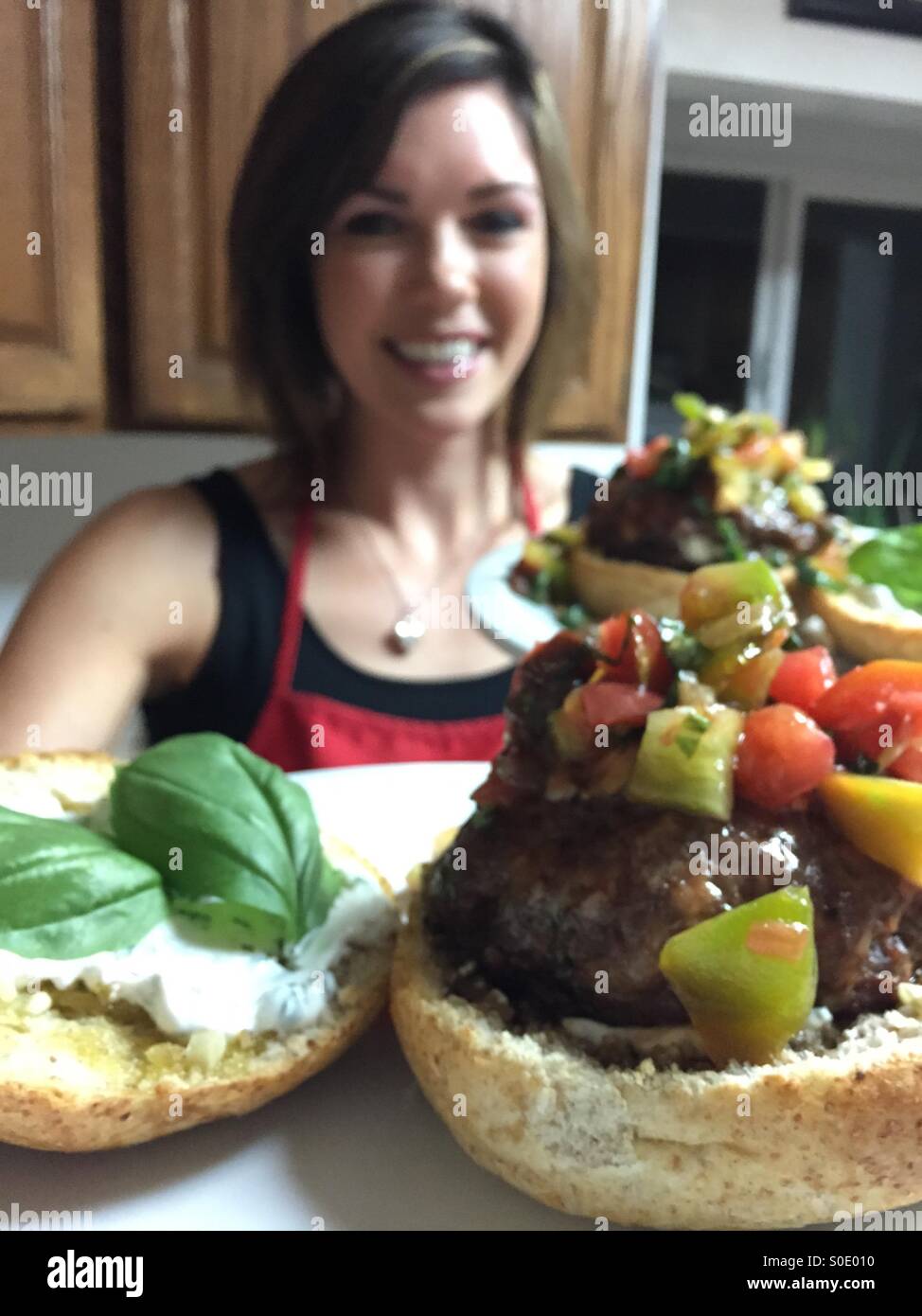 Hausgemachten Gourmet-Burger Stockfoto