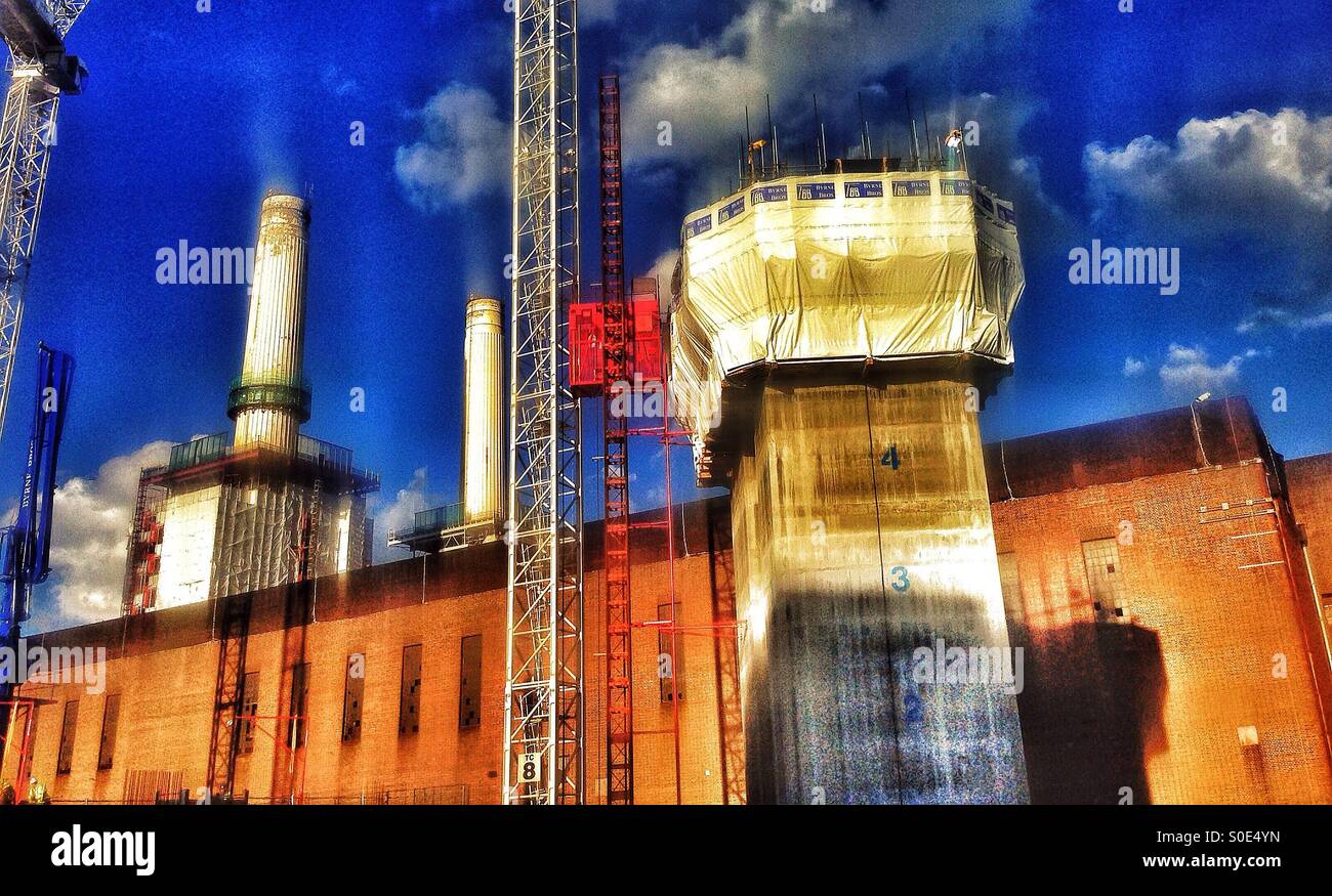 Battersea Power Station Bauarbeiten. Stockfoto
