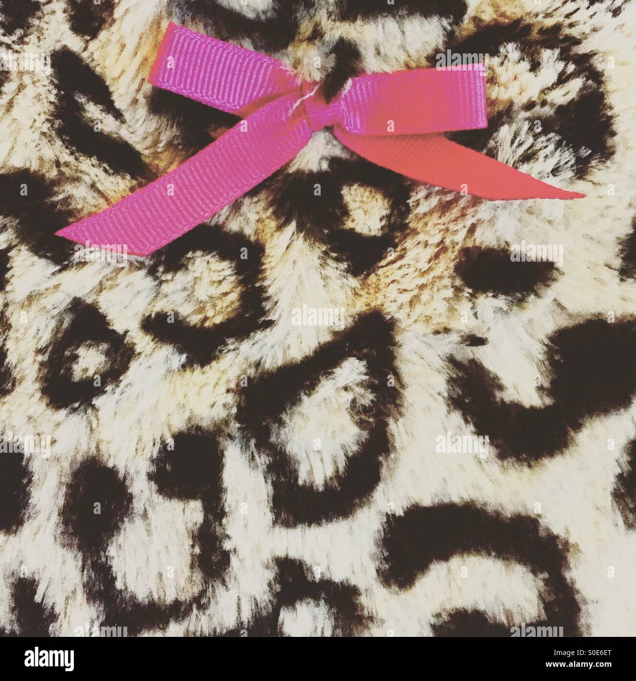 Leoparden-print und eine rosa Schleife Stockfoto