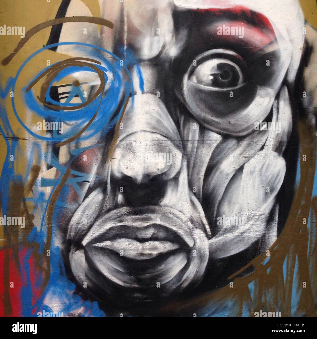 Street-art - Smartphone-aufgenommenes Stockfoto
