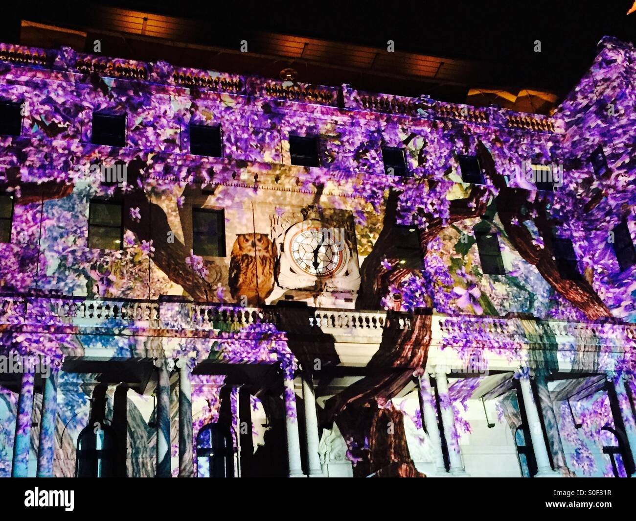 Vivid Sydney Licht, Musik und Ideen Festival leuchtet Zollhaus am Circular Quay Sydney Australia Stockfoto