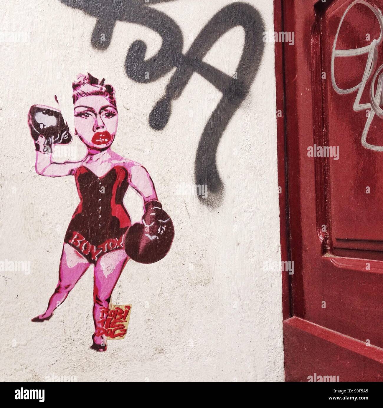 Boxtox - Berliner Straße graffiti Stockfoto