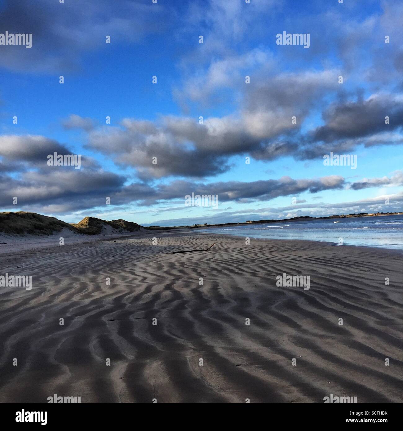 Einen Strandspaziergang. Beadnel Northumbria England Stockfoto