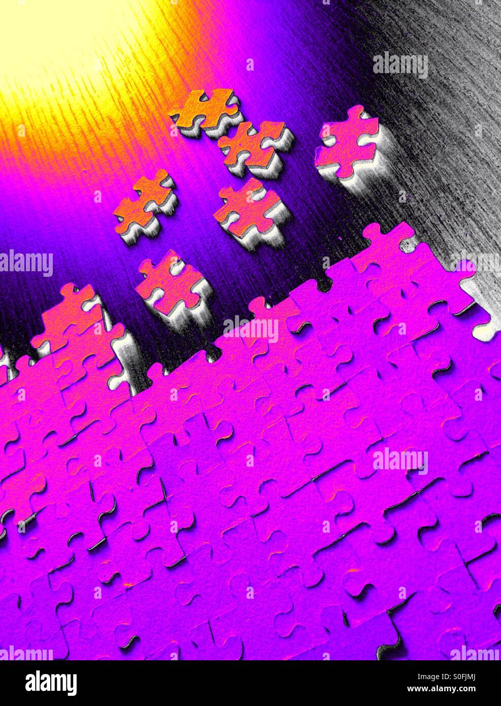 Unvollständige Jigsaw puzzle - Smartphone-aufgenommenes Stockfoto