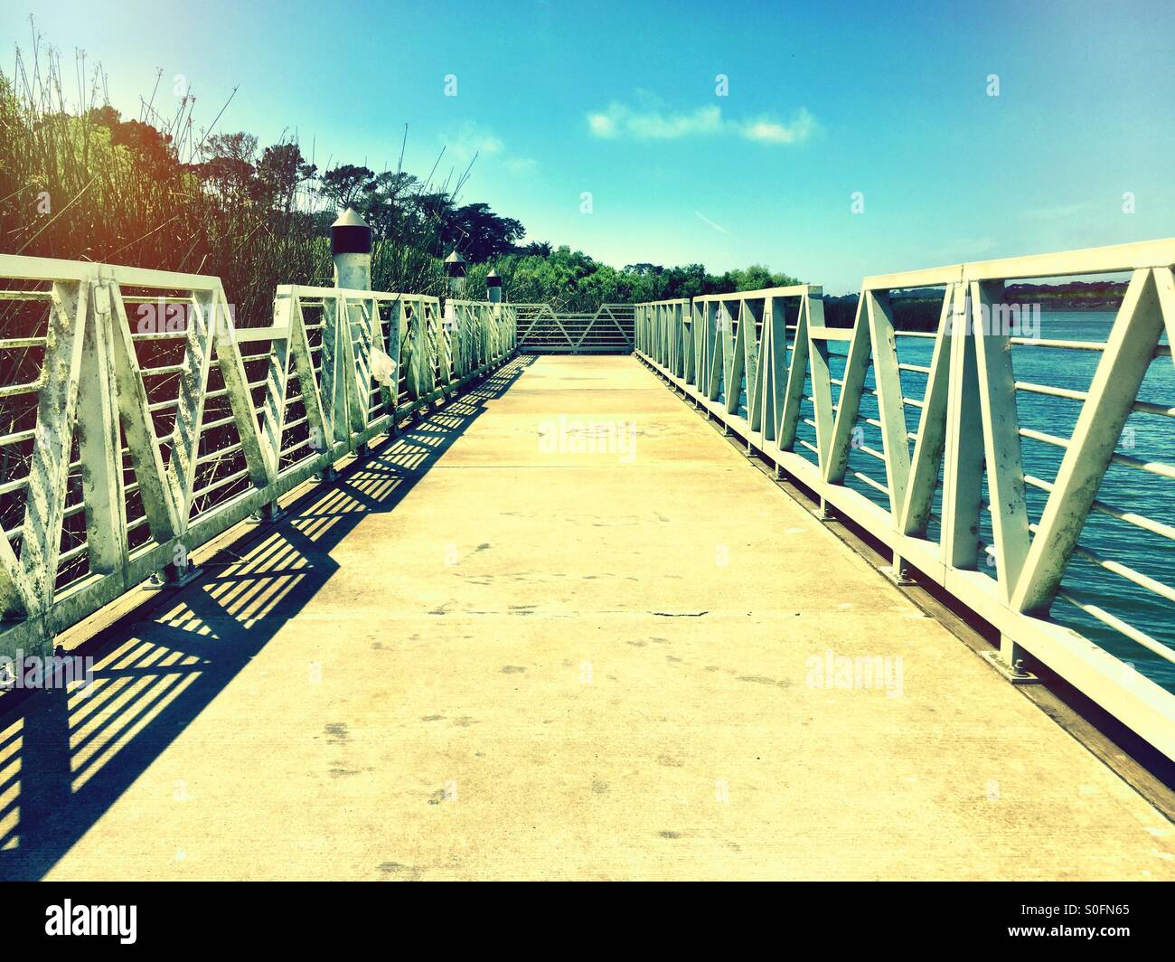 Langen Pier am See. Stockfoto