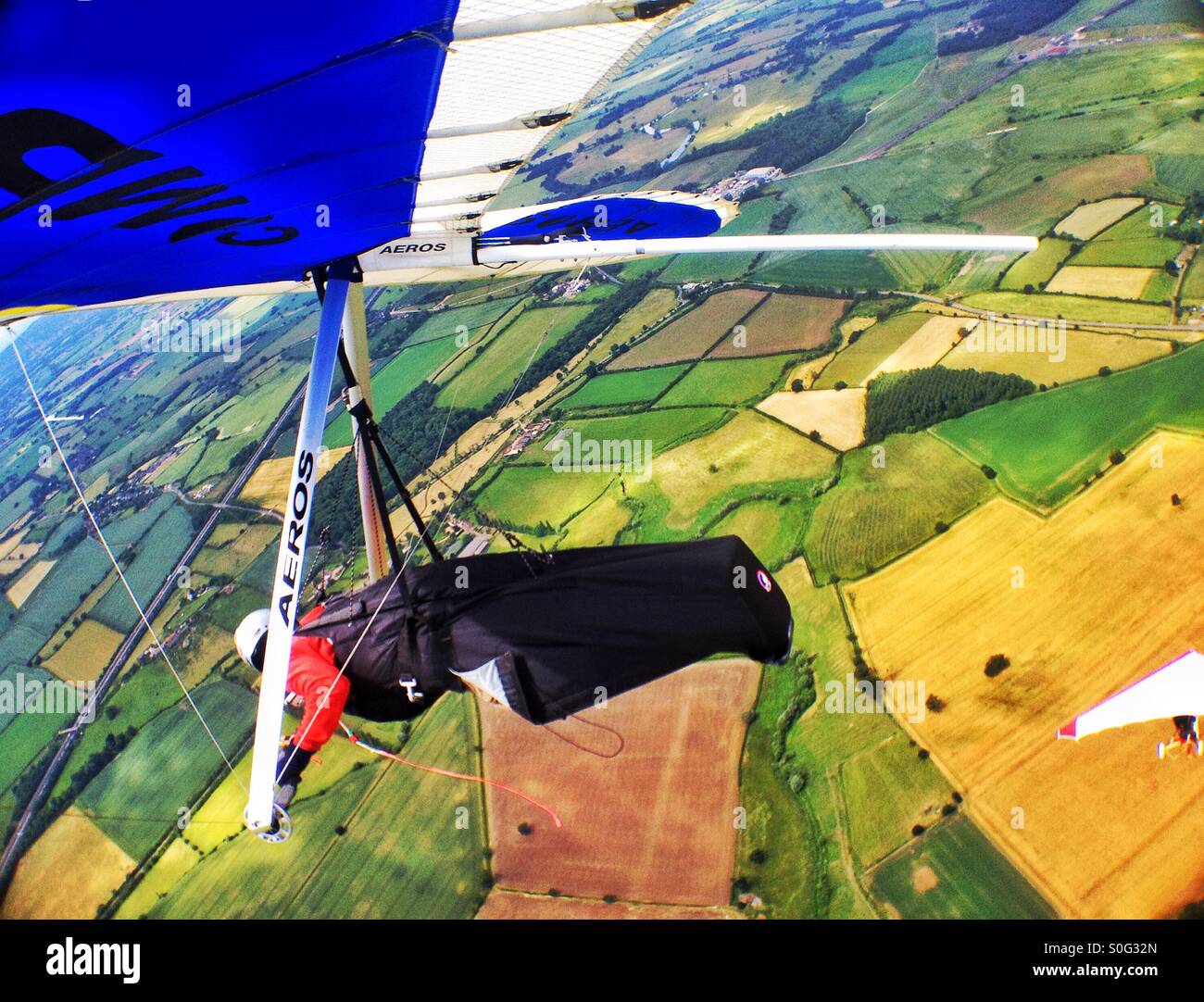 Drachenfliegen über Worcestershire. Stockfoto