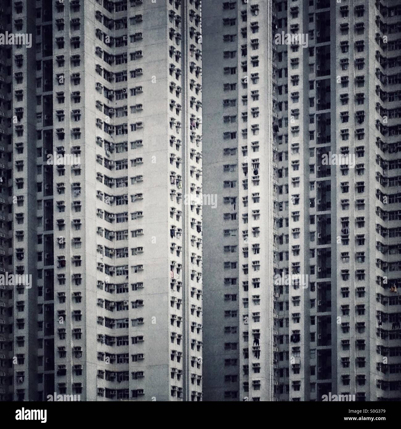 Wohn-Wohnung Block Turm im Zentrum von Hong Kong, China Stockfoto