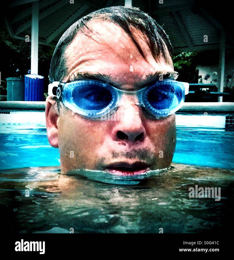 Der Schwimmer. - Smartphone-aufgenommenes Stockfoto