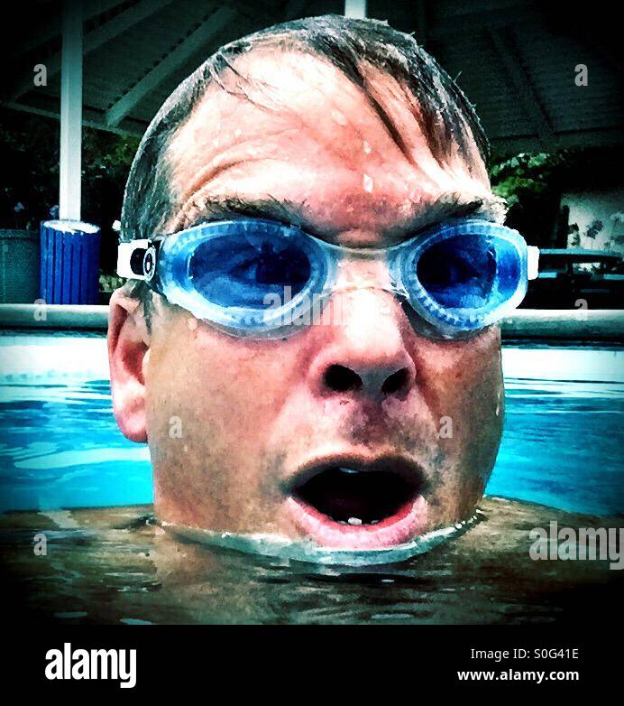 Der Schwimmer. - Smartphone-aufgenommenes Stockfoto