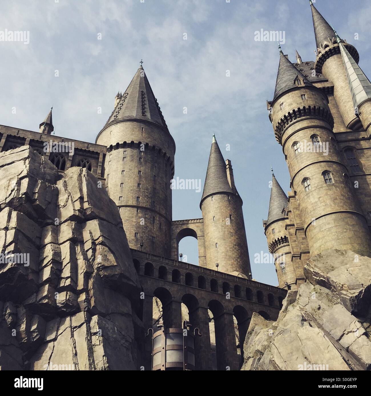 Hogwarts bei Tag. Bei Universal Studios Japan, Osaka genommen. Februar 2015 Stockfoto