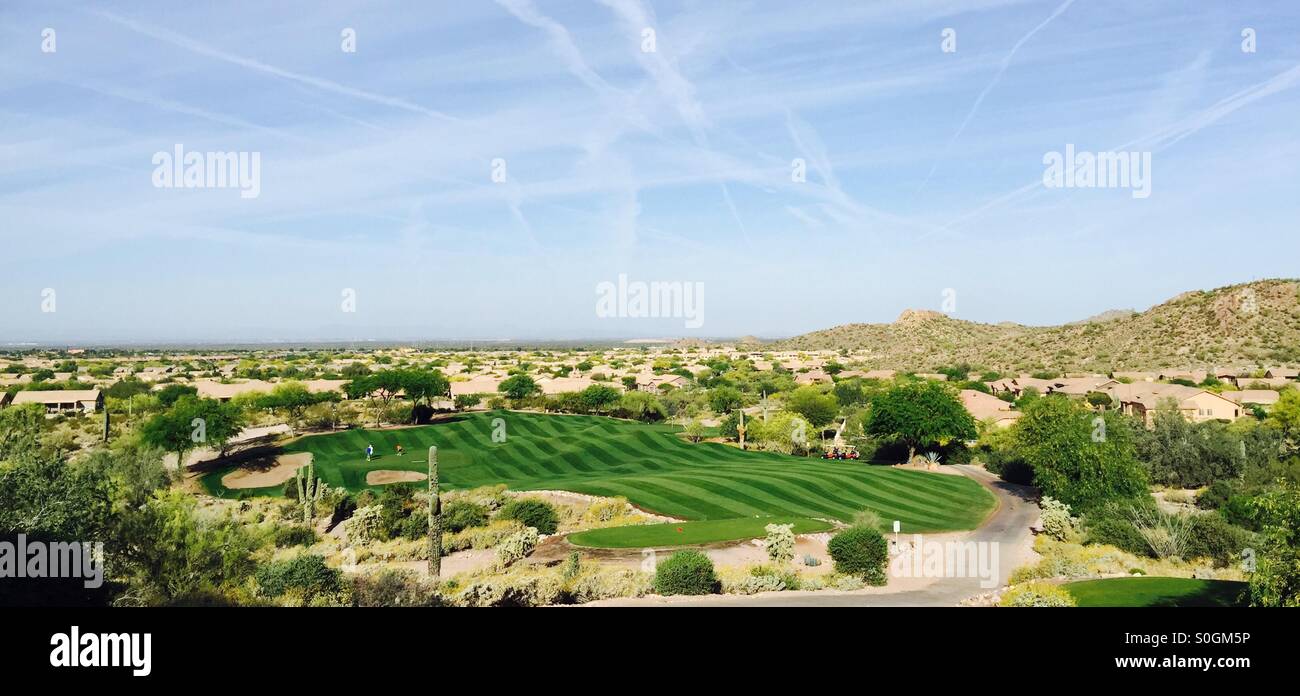 Blick auf den Golfplatz Stockfoto