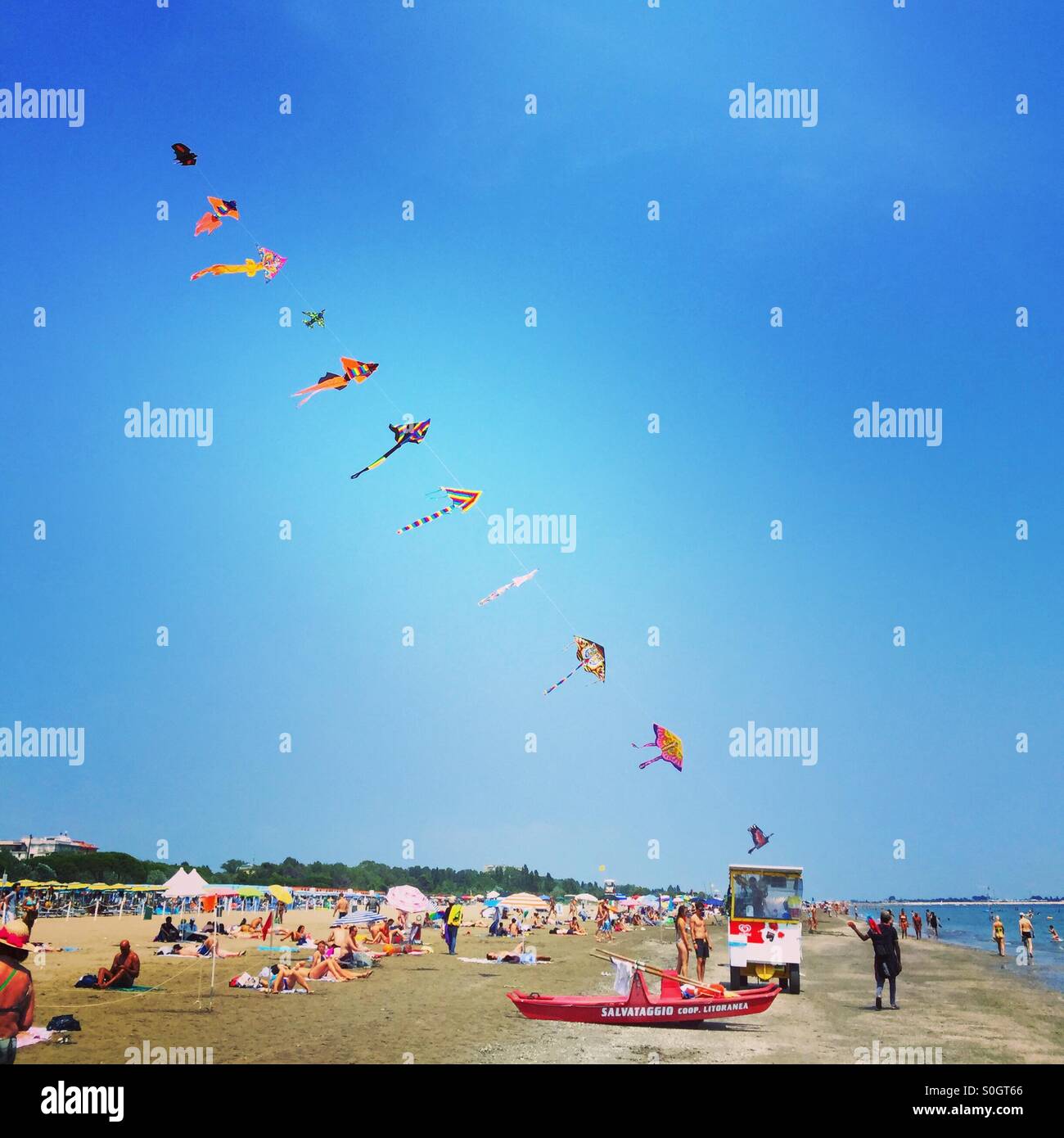 Lido Venedig Strand Stockfoto