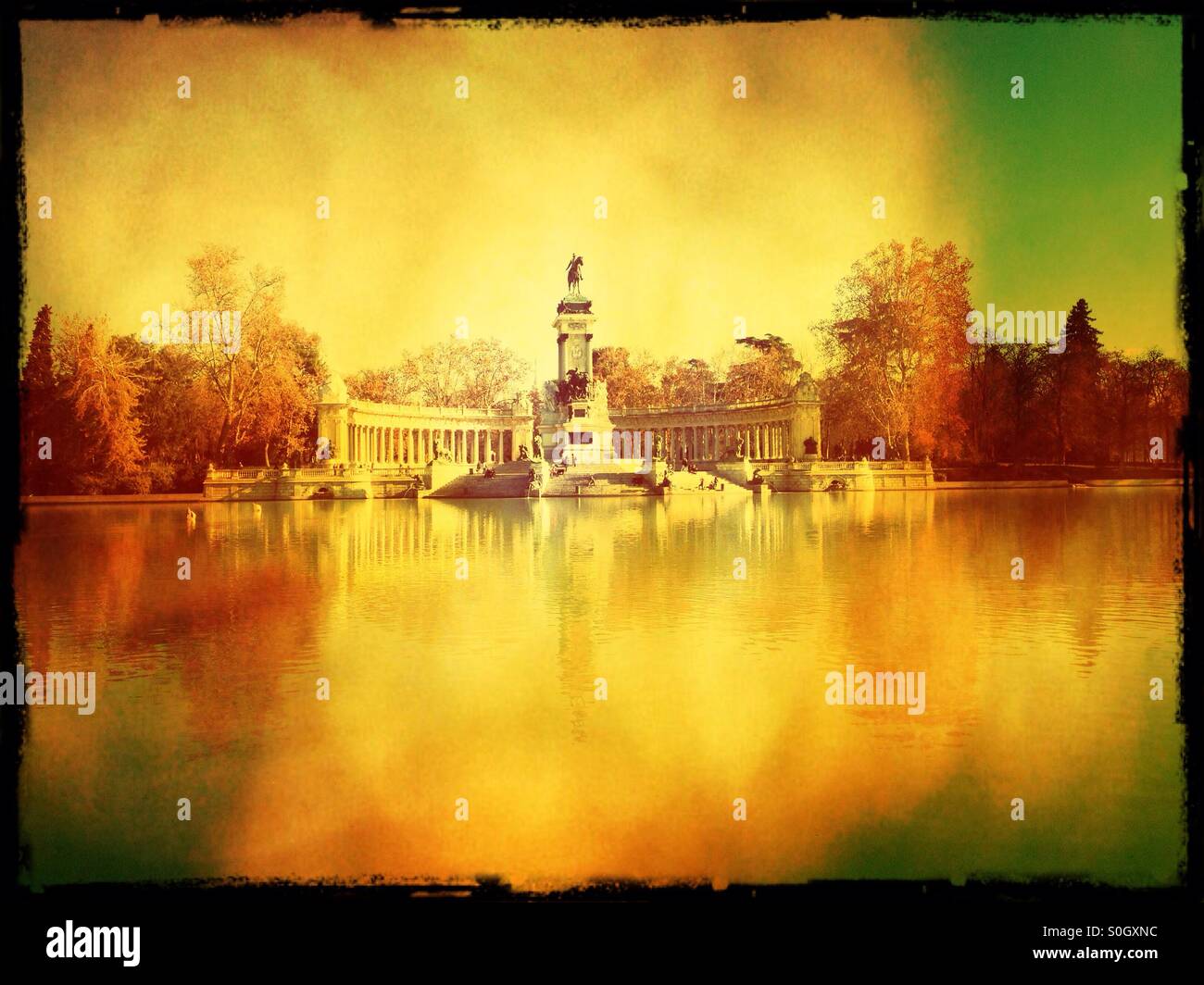 Landschaft im Retiro Park in Madrid, Spanien Stockfoto