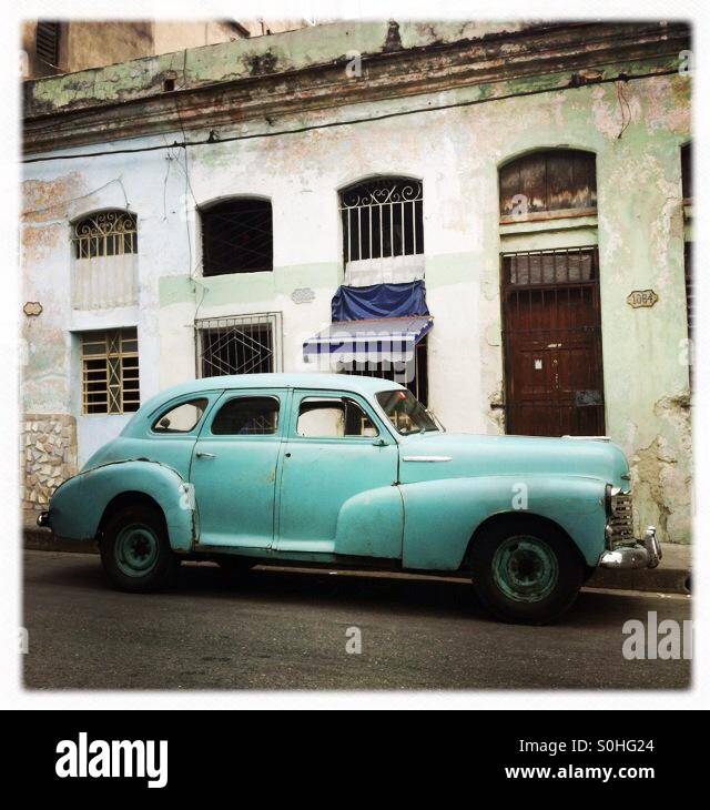 Altes Auto in Mintgrün Havanna Kuba Stockfoto