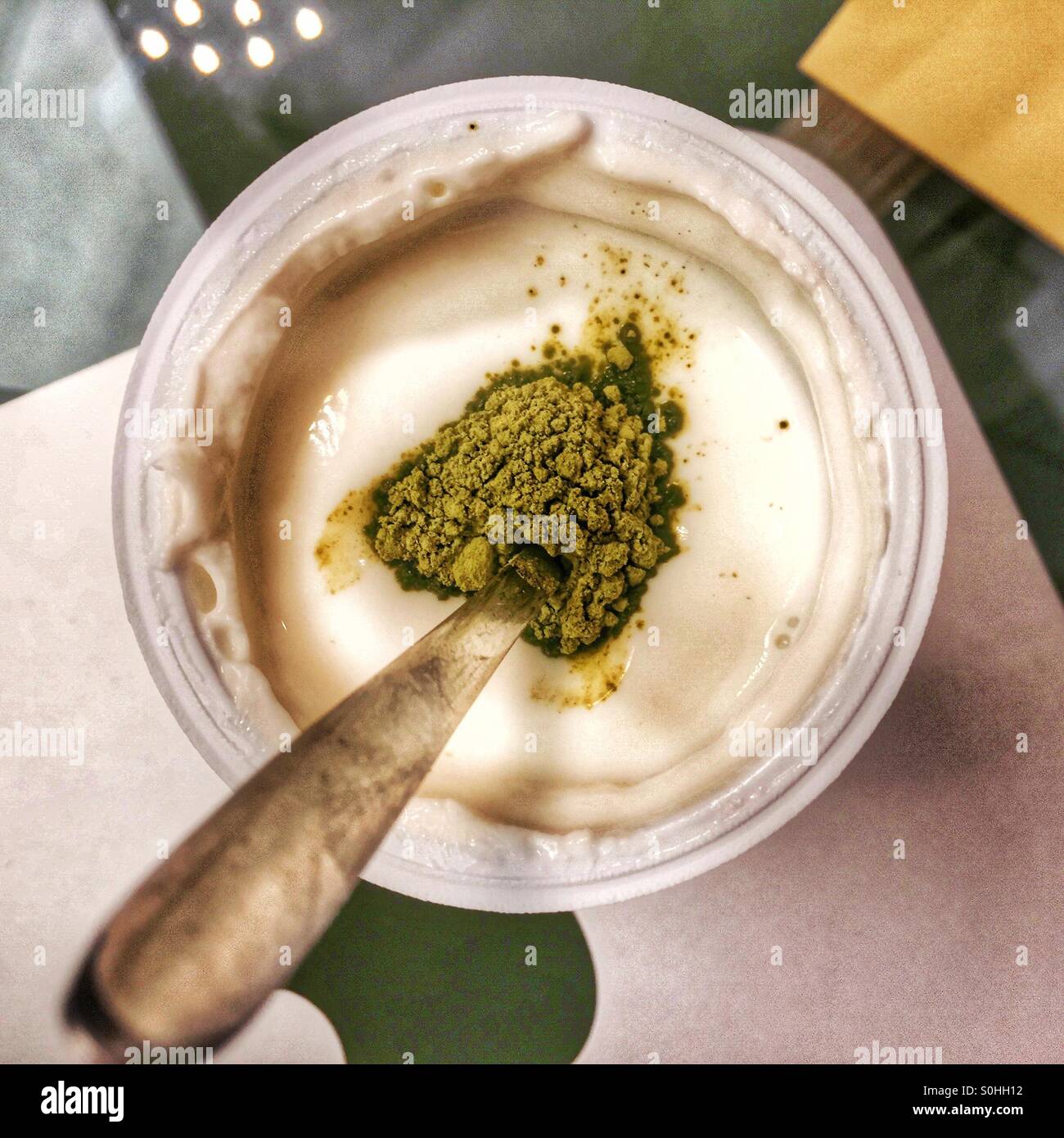 Matcha Joghurt Stockfoto