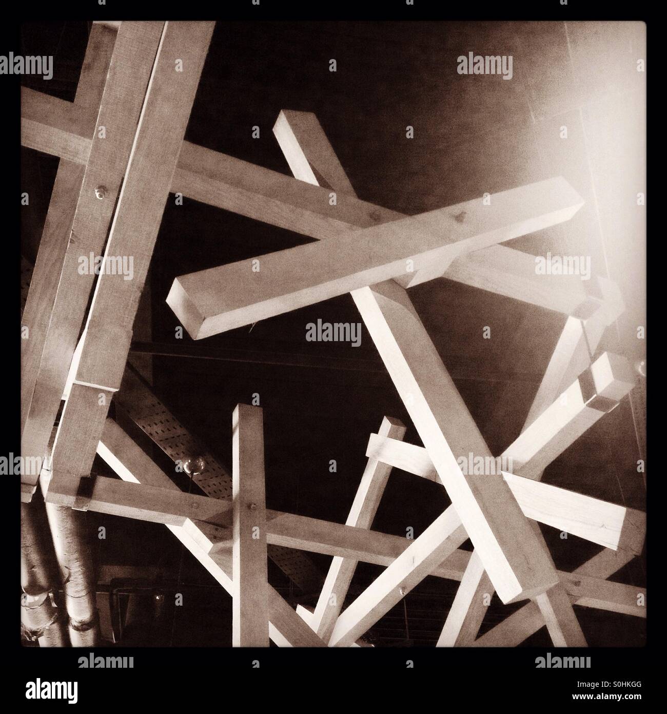 Holzdecke hängenden Stockfoto