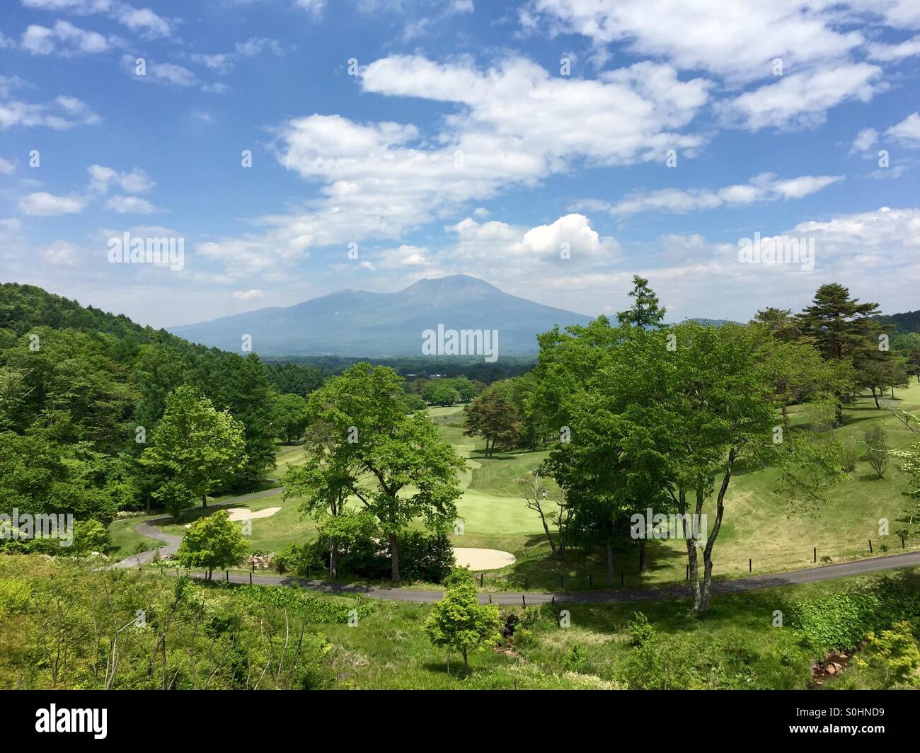 Ein Foto von Mt. Asama in der Präfektur Nagano, Japan. Der aktivste Vulkan in zentralen Honshu. Stockfoto