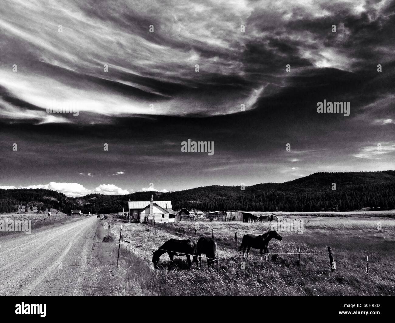 Whitney, eine Geisterstadt im östlichen Oregon - Smartphone-aufgenommenes Stockfoto