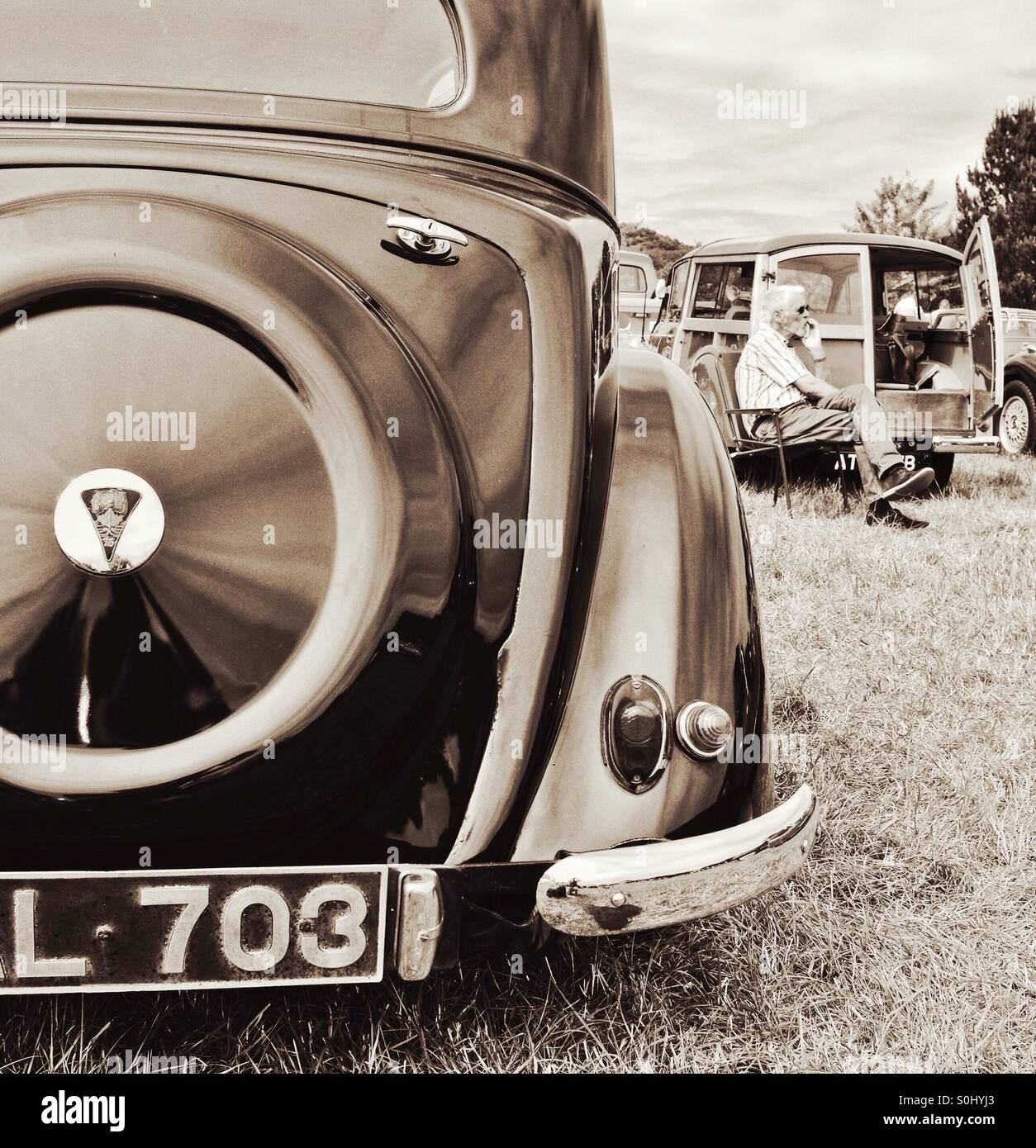 Sonntag Nachmittag bei einer Oldtimer-Show in England UK - Smartphone-aufgenommenes Stockfoto