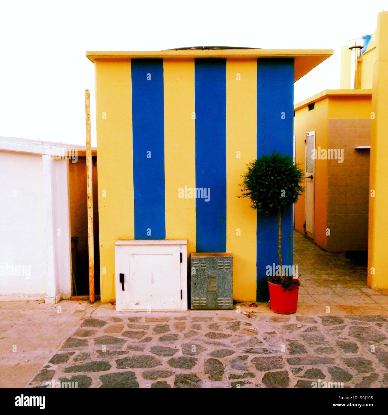 Strandkabine in Italien Stockfoto