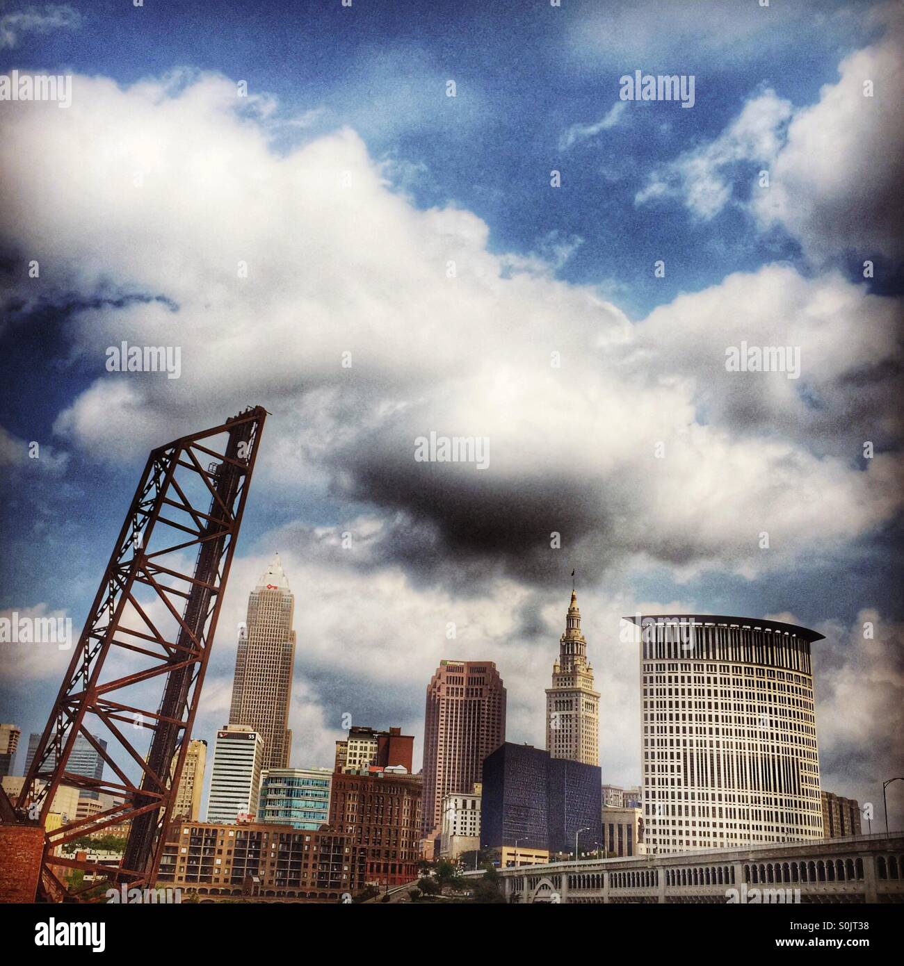 Skyline von Cleveland, Ohio. Stockfoto