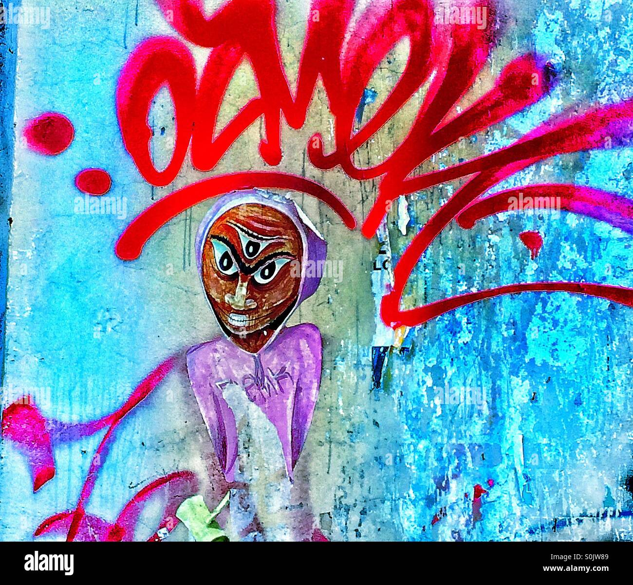 Afrikanische Graffiti Gesicht - Smartphone-aufgenommenes Stockfoto