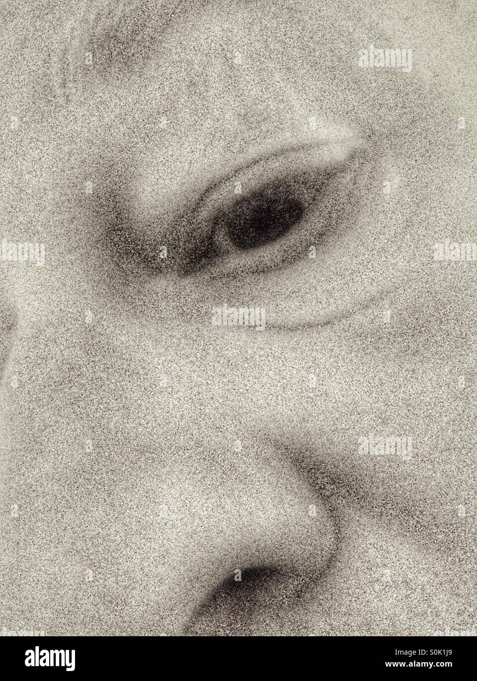 Nahaufnahme von einem mans Gesicht - Smartphone-aufgenommenes Stockfoto