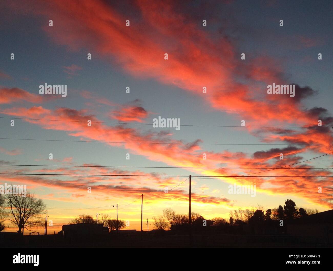 Sonnenuntergang über den Great Plains Stockfoto