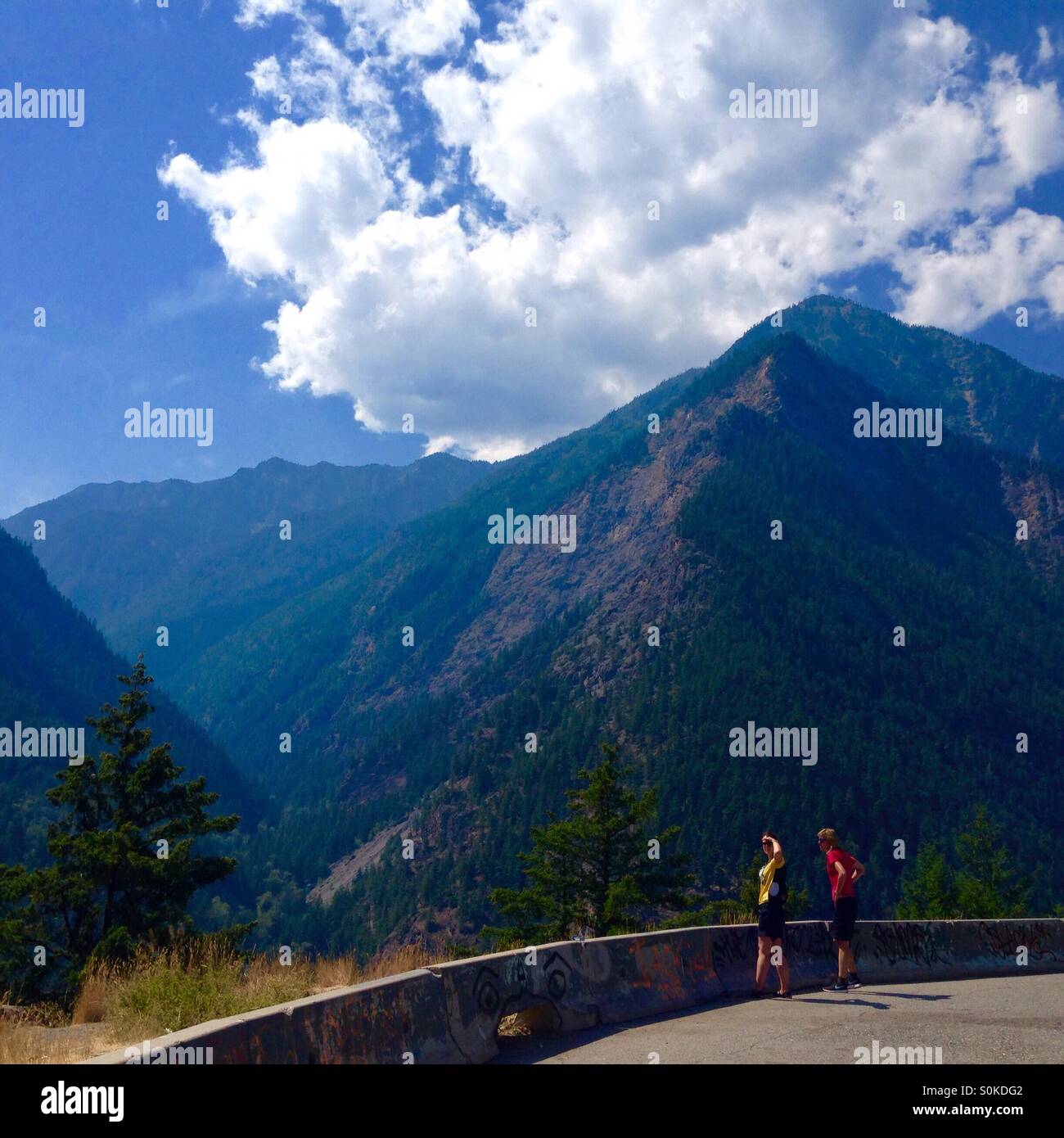Touristen an malerischen Haltestelle in British Columbia Kanada Stockfoto