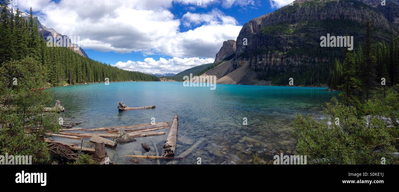 Moraine Lake in Alberta Kanada - Smartphone-aufgenommenes Stockfoto