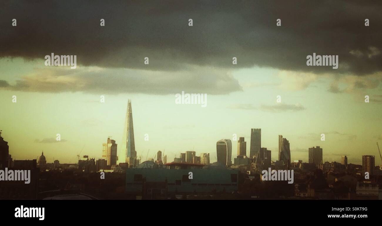 Skyline von London, gesehen aus Franken Café in Peckham Stockfoto