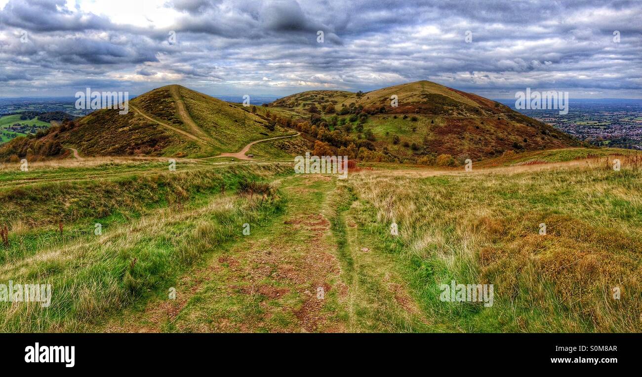 Panorama von Norden Hügel auf der Malverns uk - Smartphone-aufgenommenes Stockfoto