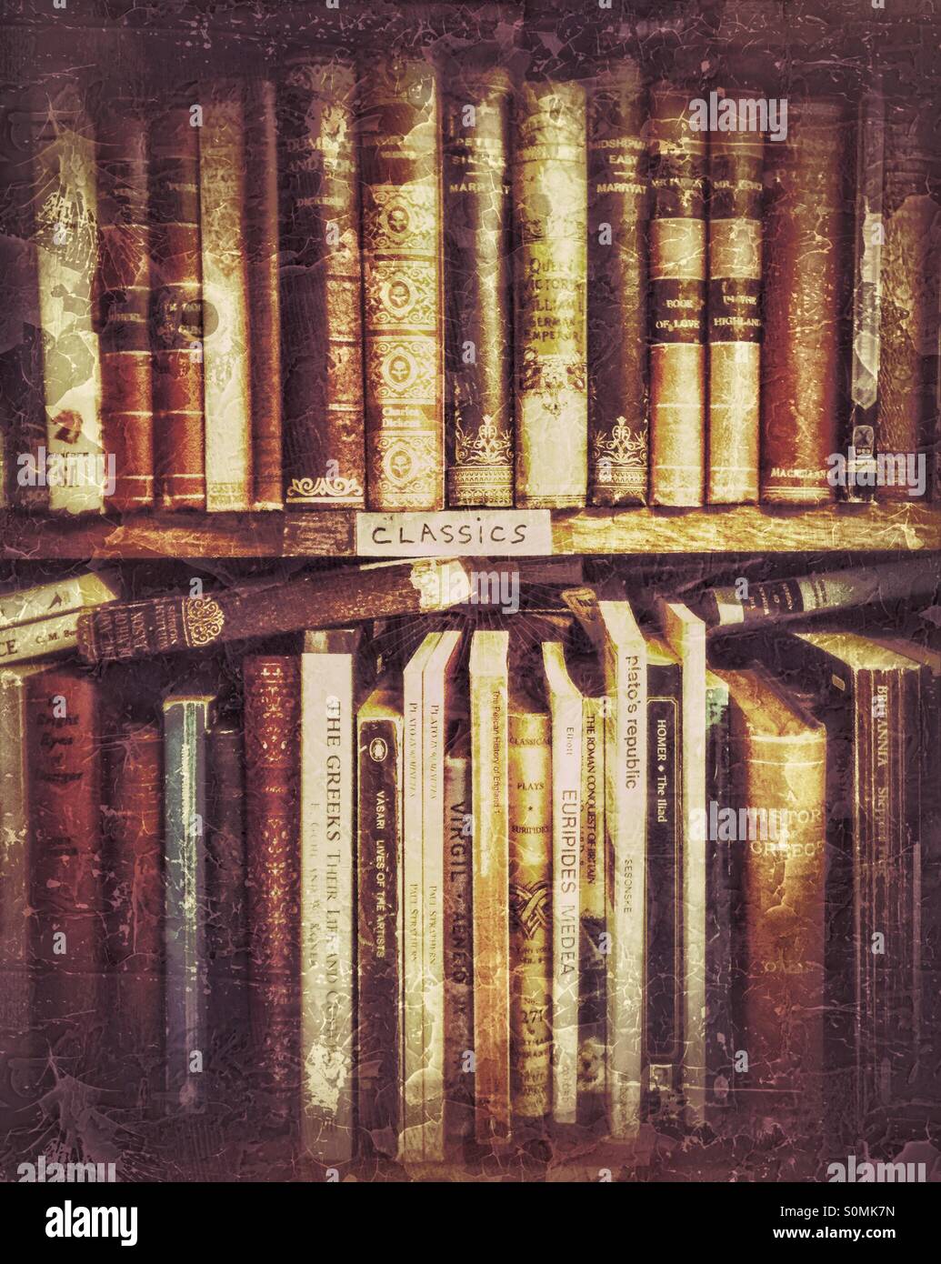 Alte Zeit Bücher - Smartphone-aufgenommenes Stockfoto