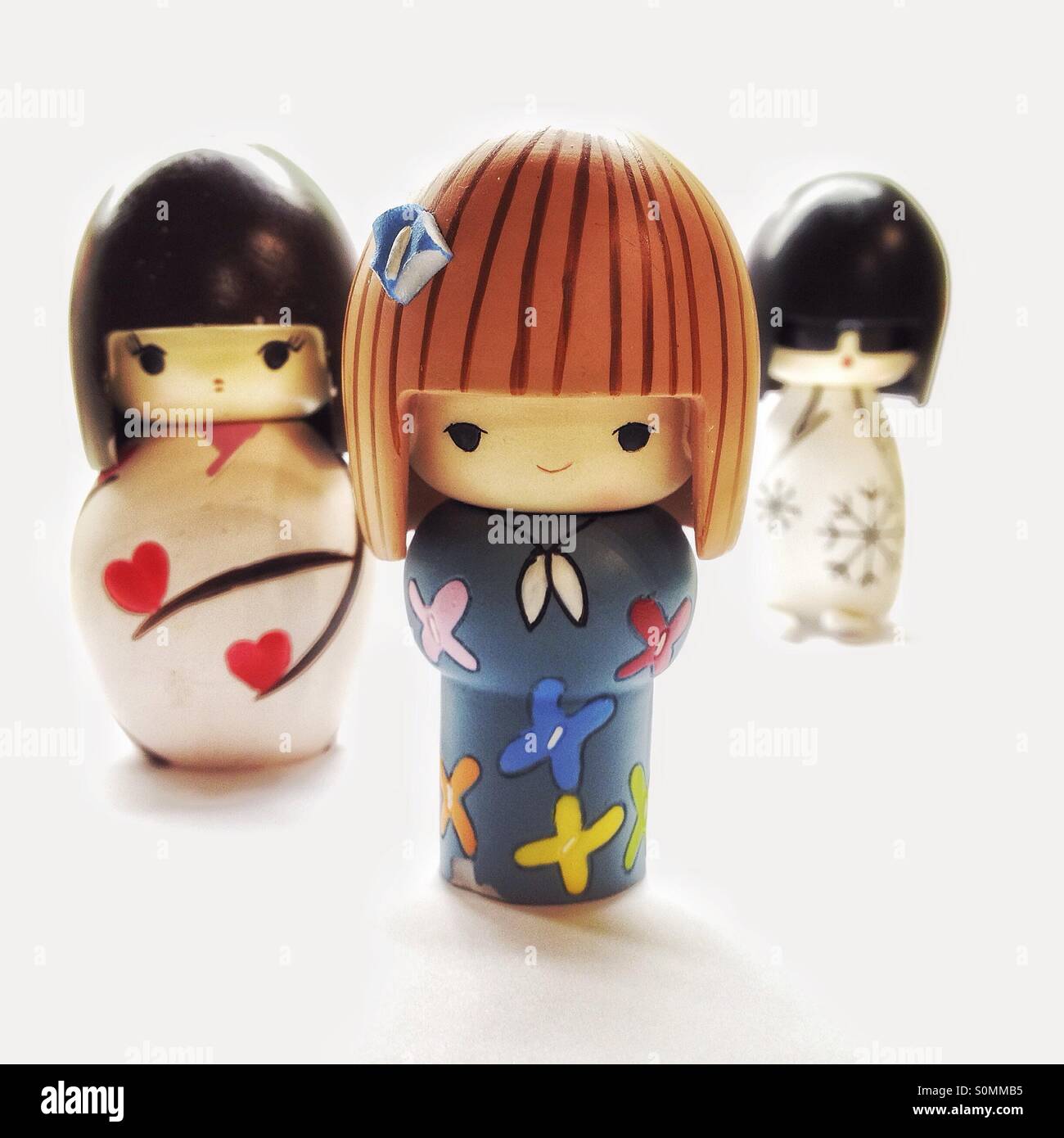 Japanische stilisiert Kokeshi Puppen Stockfoto
