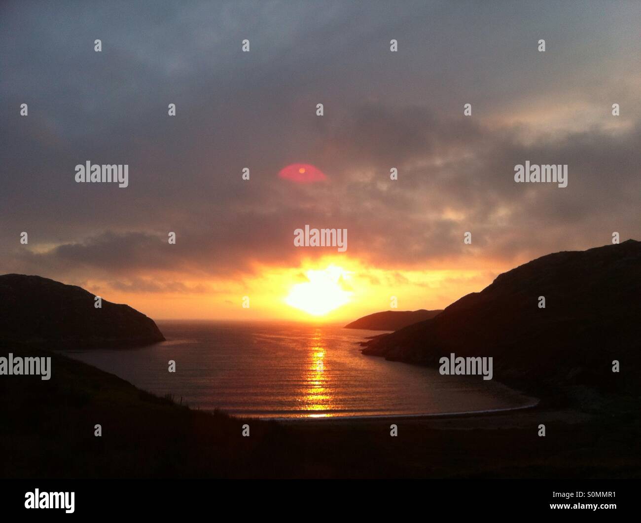 Sonnenuntergang Westküste Schottlands Stockfoto
