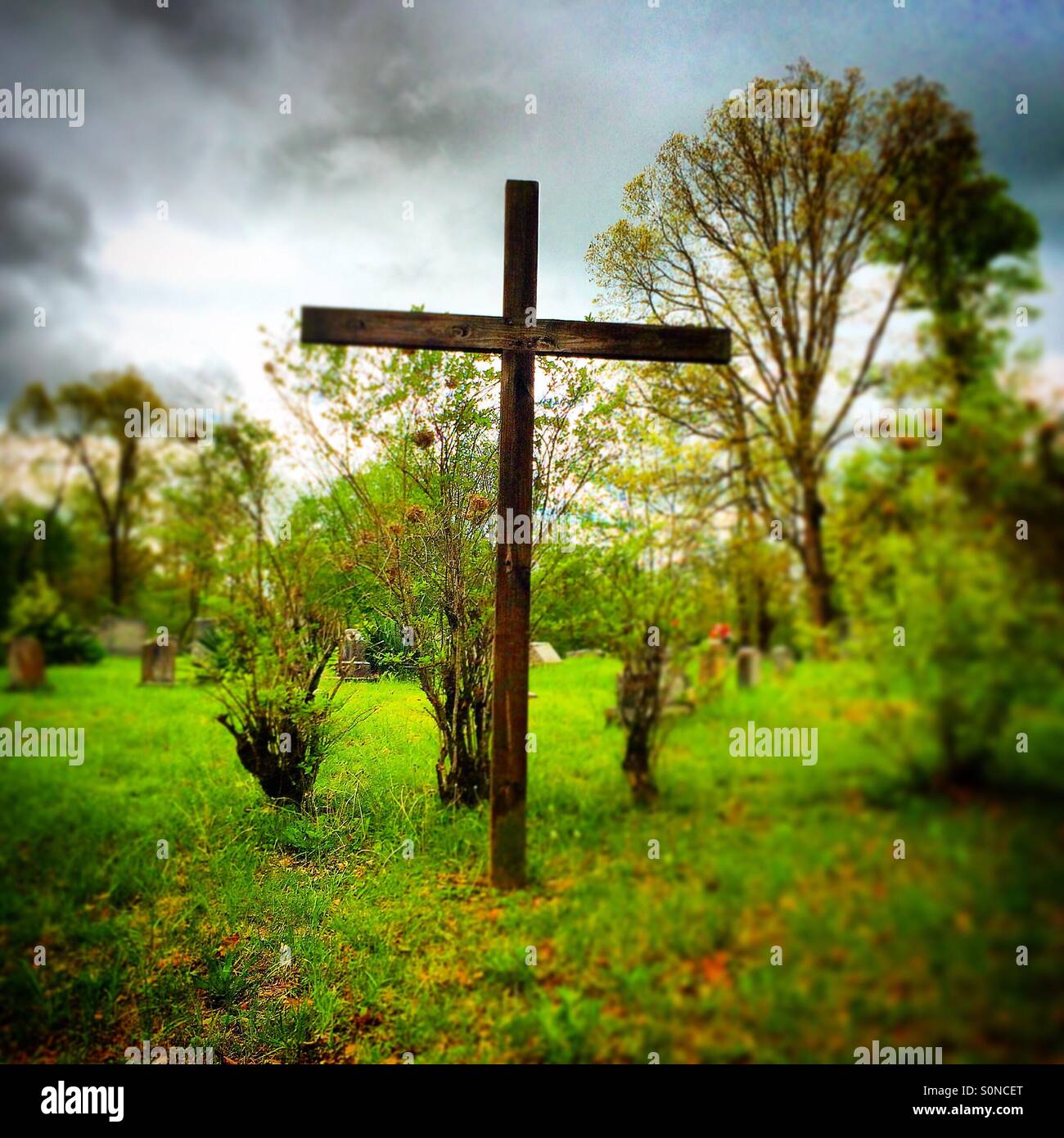 Alten raue Kreuz Stockfoto