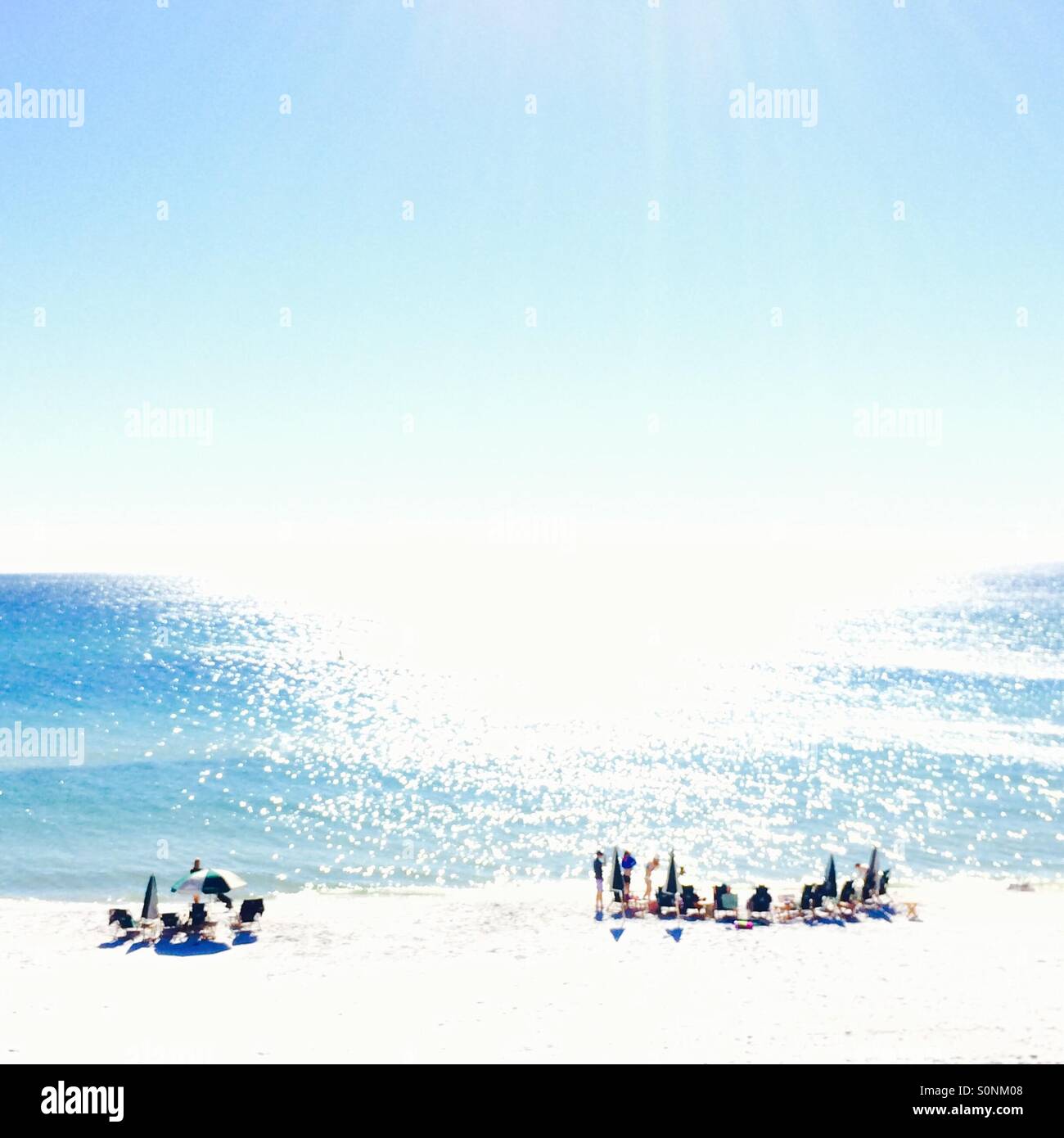 Verträumt aus Fokus Strandszene, bei Rosemary Beach, Florida, USA. - Smartphone-aufgenommenes Stockfoto