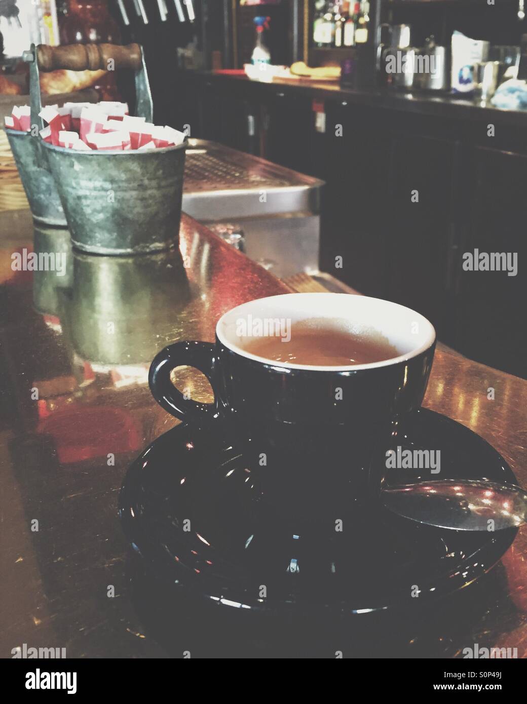 Cafe - Smartphone-aufgenommenes Stockfoto