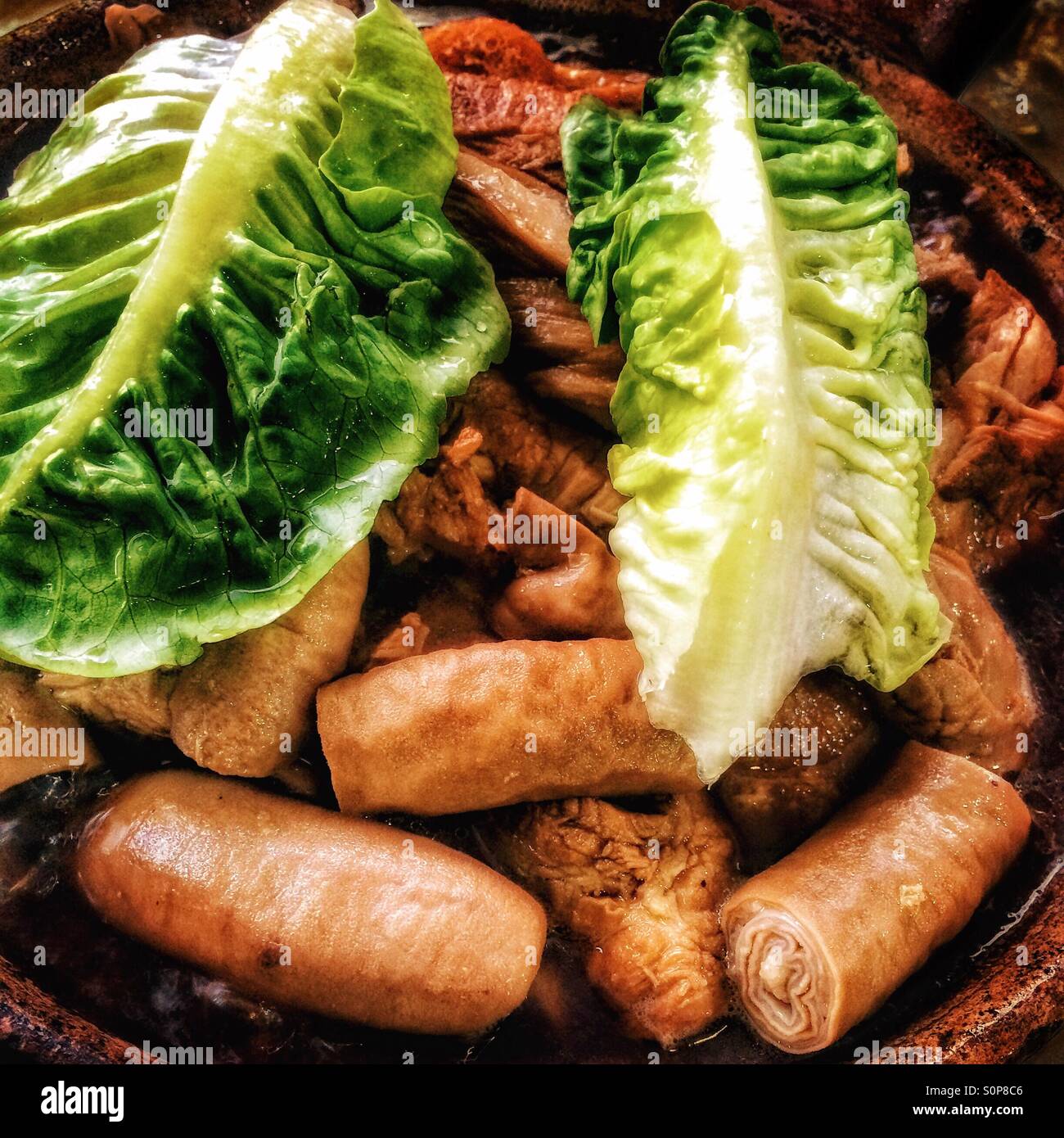 Malaysische Schweinerippchen Suppe Bak Kut Teh - Smartphone-aufgenommenes Stockfoto