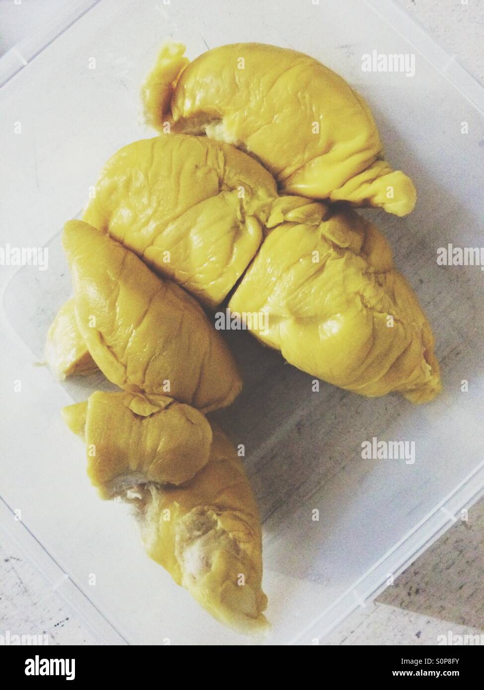 Durian-Fruchtfleisch Stockfoto